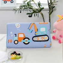 Kids Pillows Natural Latex Excavator Cartoon Car Pattern Pillowcase