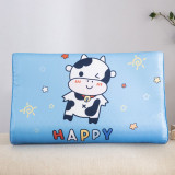 Kids Bed Pillows Natural Latex with Happy Slogan Cartoon Cow Pattern Pillowcase
