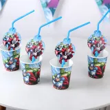 Super Heroe Theme Birthday Decoration with Tablecloth Tableware Tissue Dinner Plate Paper Cup Set