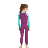 Kid Girls Print Butterfly Long Sleeve Thickening Diving Suit Swimsuit