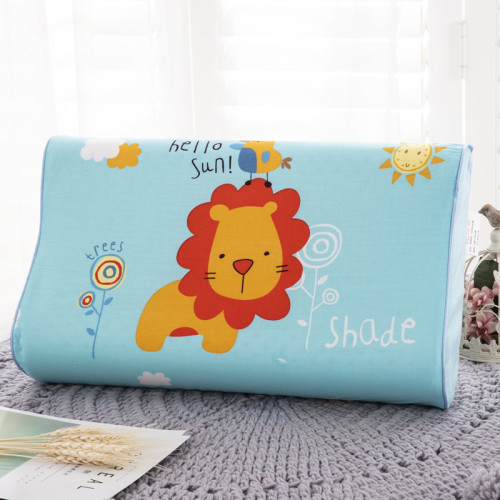 Kids Pillows Natural Latex with Cartoon Lions Pattern Slogan Pillowcase