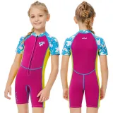 Kid Girls Print Unicorn Short Sleeve Thickening Diving Suit Swimsuit