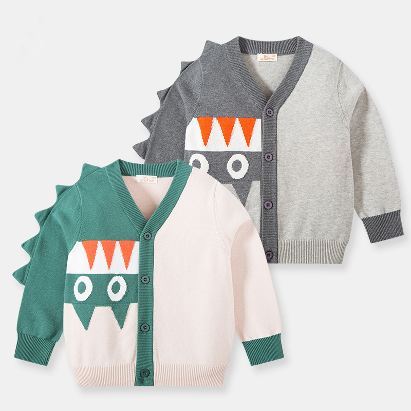 Toddler Boys Long Sleeve Cardigan Cute Monster Pattern Outwear