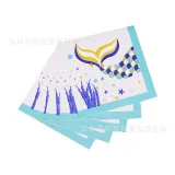 Mermaid Theme Birthday Decoration with Tablecloth Tableware Tissue Dinner Plate Paper Cup Set