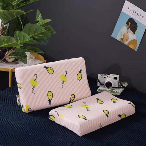 Kids Bed Pillows Natural Latex with Fruit Pineapple Pattern Pillowcase Safe Comfortable Breathable