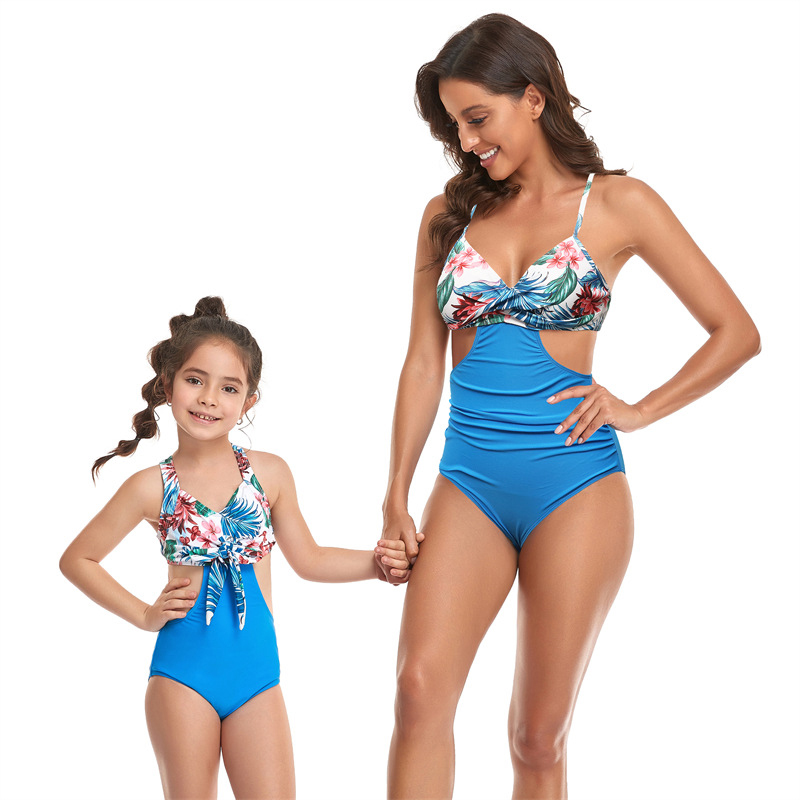 Mommy and Me Halter Floral Bikini Matching Swimwear