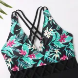 Mommy and Me Black Mesh Siamese Floral Matching Swimsuit