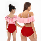 Mommy and Me Pink Ruffles Two-pieces Matching Swimsuit