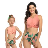 Mommy and Me Floral Ruffles Halter Tankini Matching Swimwear