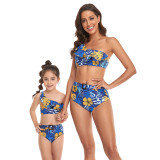Mommy and Me One Shoulder Ruffles Bikini Matching Swimwear
