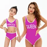 Mommy and Me Rose Pink Slogan One Piece Matching Swimsuit