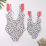Mommy and Me Flying Sleeve Polka Dots Matching Swimsuit