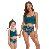 Mommy and Me Floral Ruffles Tankini Matching Swimwear