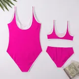 Mommy and Me Rose Pink Slogan One Piece Matching Swimsuit