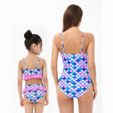 Mommy and Me Fish Scales Ruffles Bikini Matching Swimsuit