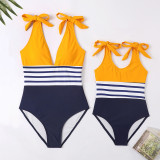 Mommy and Me Orange Striped One Piece Matching Swimsuit