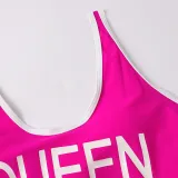 Mommy and Me Rose Pink Slogan One Piece Matching Swimsuit