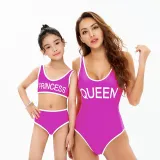 Mommy and Me Rose Pink Slogan One Piece Matching Swimsuit