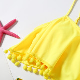 Mommy and Me Yellow Floral Ruffles Bikini Matching Swimwear