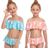 Mommy and Me Off Shoulder Floral Pattern Bikini Matching Swimsuit