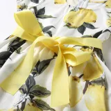 Mommy And Me Sling Floral Printing Matching Dresses With Belt