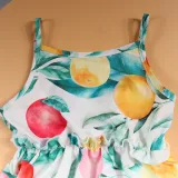 Mommy And Me Fruit Pattern Floral Short Sleeve Matching Dresses