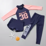 Kid Long Sleeves Top Trunks Quick Drying Diving Swimsuit 3 Pieces