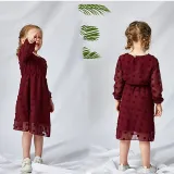 Mommy And Me Pure Color Long Sleeve Matching Dresses