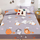 Home Bedding Pocket Cartoon Pattern Printing Quilted Waterproof Fitted Sheet With Pillowcases