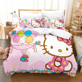 Girls Bedding Cute Cat Cartoon Pattern Printed Quilt Cover With Pillowcases
