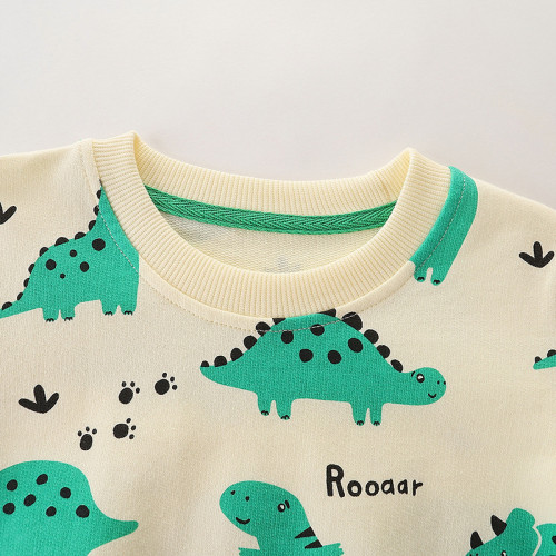 Toddler Kids Boys Dinosaur Long Sleeve Pullover Sweatshirts Cotton Tops