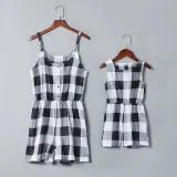 Mommy And Me Lattice Jumpsuits Shorts Family Matching Rompers