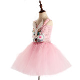 Sequins Rabbit Pink Hand Crocheted Tutu Dress With Rabbit Hairband