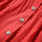 Family Matching Red Lattice Shirts And Sleeveless Dresses Sets