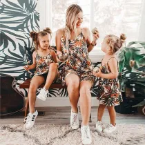 Mommy And Me Bohemia Pattern Sling Holiday Matching Dresses