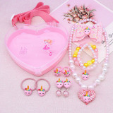 Cute Pony Unicorn Costume Special-shaped Jewelry Box Set Pearl Necklace for Girls Gift