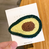 5PCS Handmade Crocheted Hair Clip Cartoon Fruit Pattern Avocado Strawberry Hair Accessories for Girls Gift