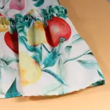 Mommy And Me Fruit Pattern Floral Short Sleeve Matching Dresses