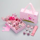 24PCS Box Cute Plush Animals Hair Accessories Set Baby Rabbit Deer Bows Hairpins Barrettes for Girls Gift