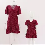 Mommy And Me Red Polka Dots Short Sleeve Matching Dresses