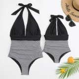 Mommy and Me Halter Lacing One Piece Matching Swimsuit