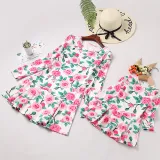 Mommy And Me Long Sleeve Floral Printing Ruffles Matching Dresses
