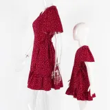Mommy And Me Red Polka Dots Short Sleeve Matching Dresses