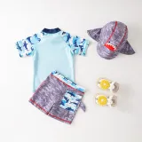 Toddler Boy 3D Shark Swimsuit With Swimming Cap