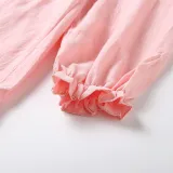 Mommy And Me Long Sleeve V-Neck Pure Color Ruffles Matching Dresses