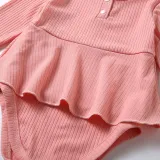 Mommy And Me Long Sleeve Pink Knitted Ruffles Matching Dresses