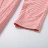Mommy And Me Long Sleeve Pink Knitted Ruffles Matching Dresses