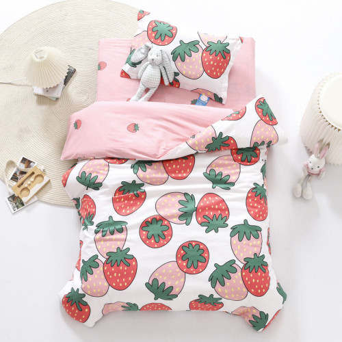 3PCS Bedding Fruits Strawberry Pattern Printed Set For Toddler