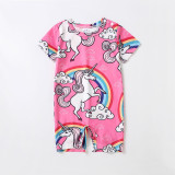 Mommy And Me Short Sleeve Rainbow and Unicorn Matching Dresses