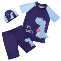 Kids Boys Dinosaur Short Sleeve Sunscreen Swimsuit Two Pieces